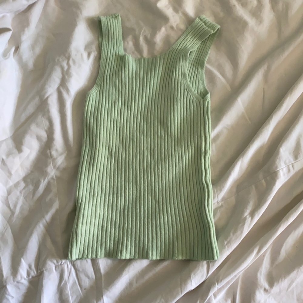 brandy melville green knit square tank